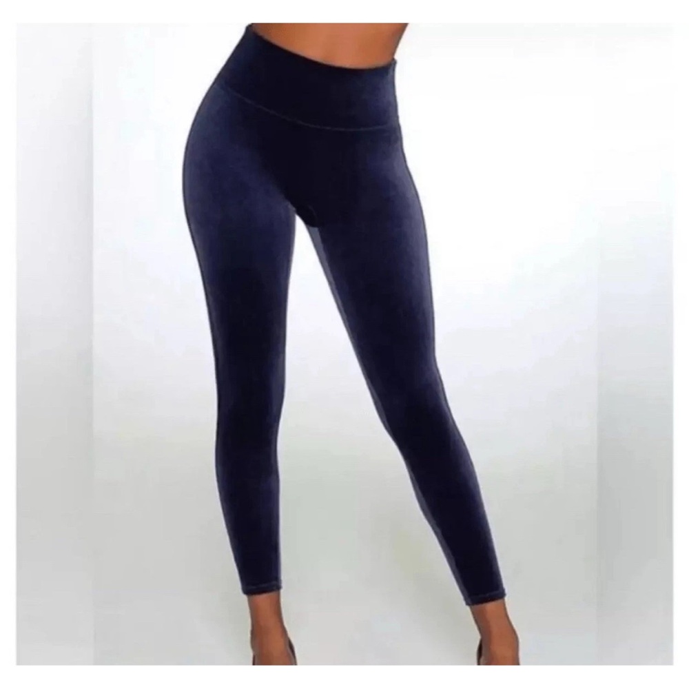 NWT’s Spanx Women's Lapis Night Blue Velvet Stretch Leggings #2070 Size X-Large